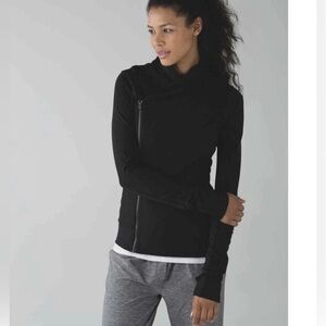 Lululemon Bhakti Yoga Jacket Wrap Womens Size 6 Stripe Black Dark Slate Gray Zip